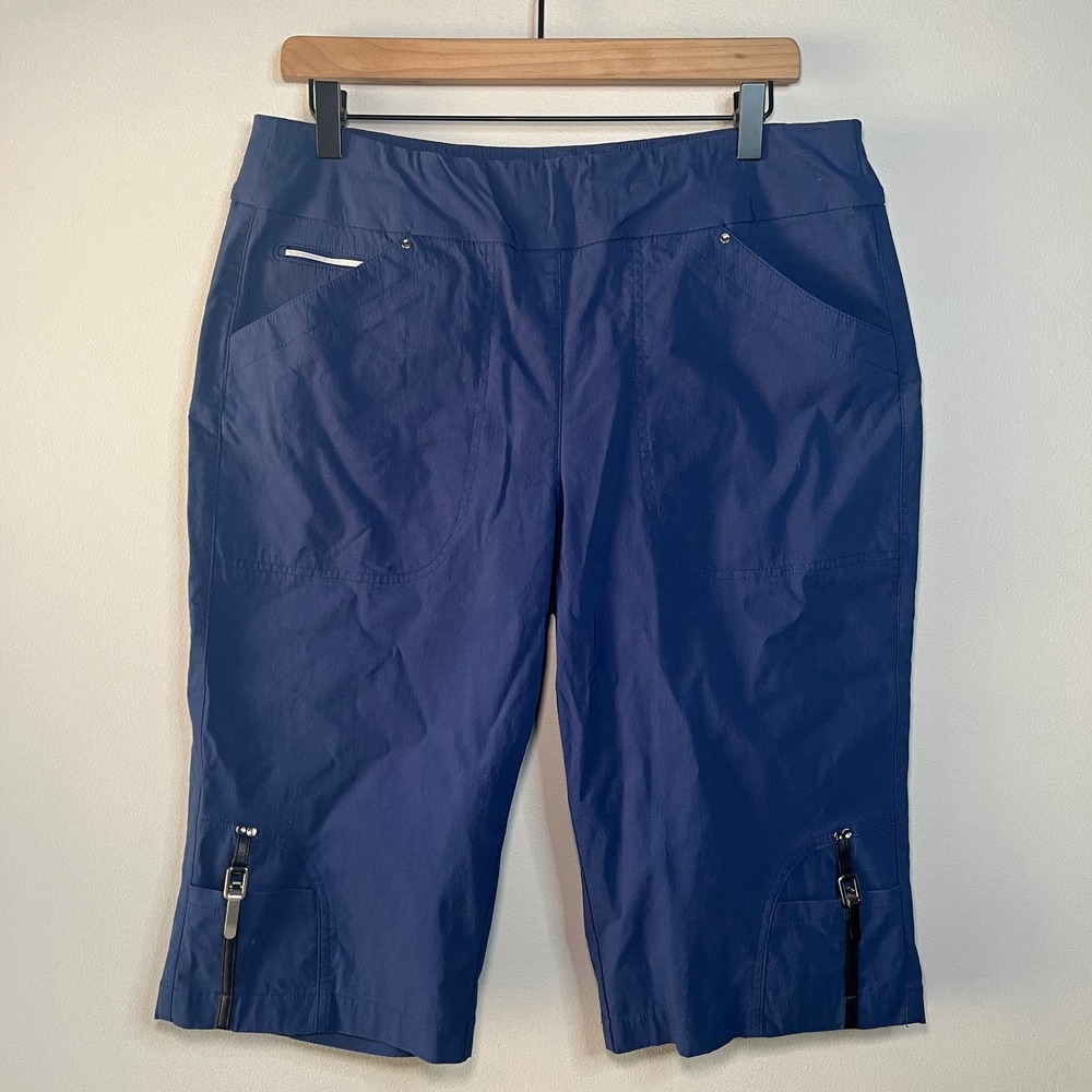 Jamie Sadock Women's Skinnylicious Capri Pants Shorts Stretch Golf Blue Size 14